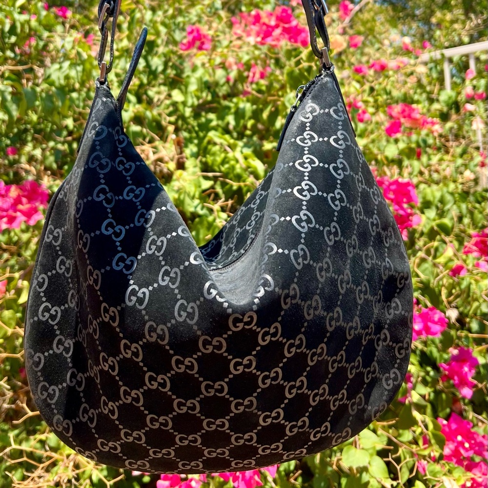 Gucci suede gg monogram bag